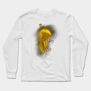 Floating golden jellyfish Long Sleeve T-Shirt